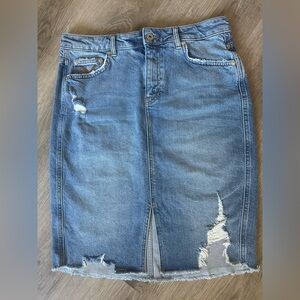 ANTHROPOLOGIE Pilcro and the Letterpress Denim Pencil Midi Skirt, Size 8